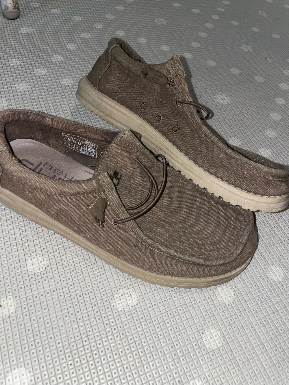 Hey Dude Men's Brown Canvas Slip-On Loafers